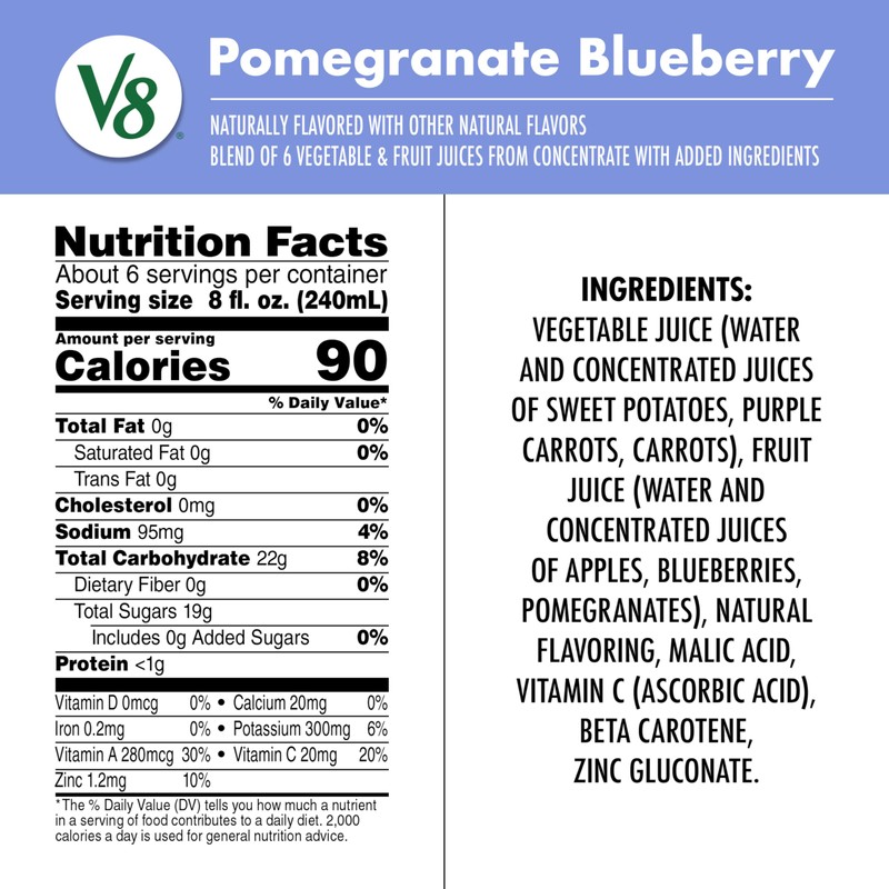 V8 Blends 100% Juice Pomegranate Blueberry Juice, Fruit and Vegetable