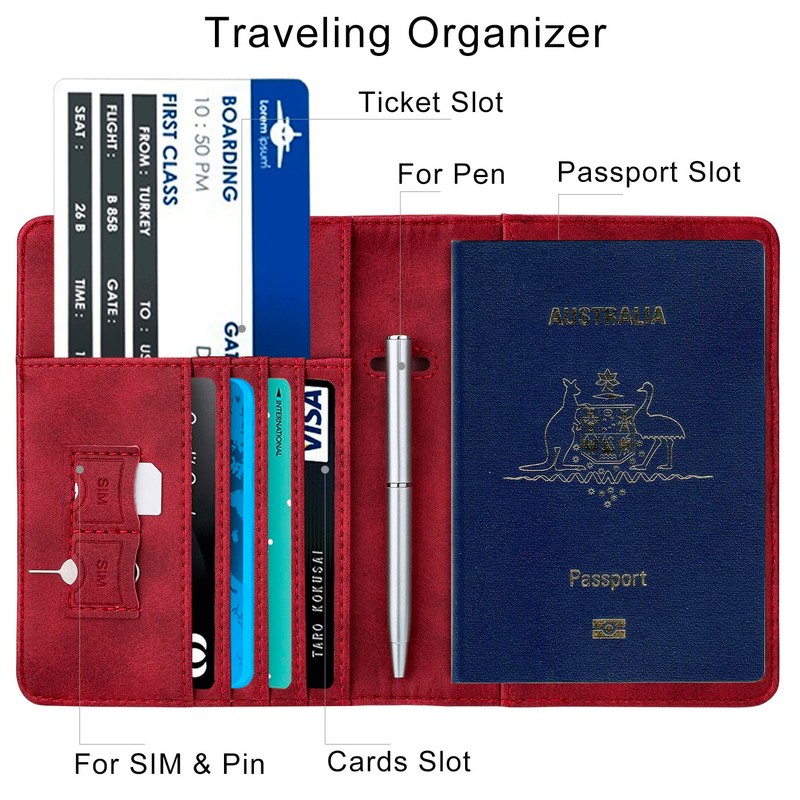 WALNEW Passport Holder Cover Wallet, RFID Blocking Leather Travel Document