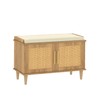 Akxomel Rattan Shoe Storage Bench with Cushion, 2-Tier Entryway Bench