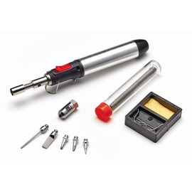 CFH Diamant M 28 Vielzweck Lötbrenner, 10-tlg. Lötkolben Set, Gas Lötgerät für Feinlötarbeiten, Ideal zum Löten von Glas, Kunststoff, Metallen und Edelmetallen