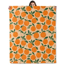 Manta de franela con frutas naranjas para niños y adultos, acogedora manta de franela con temática de jardín cítrico, regalos para camping, recámara, sofá, decoración del hogar, 50 x 60 pulgadas