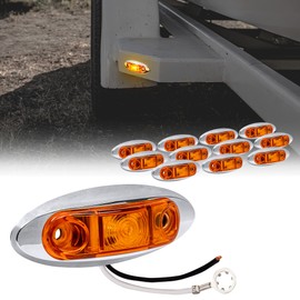 TRUE MODS 12pc 2.5" Amber LED Trailer Marker Light Kit w/Chrome Bezel [DOT FMVSS 108] [SAE P2] [Surface Mount] [Waterproof IP67] Side Marker Lights for Trailer Truck