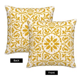 GAAFOSIPH Yellow Set of 2 Cushion Covers 50cm x 50cm Bohe Modern Double Sided Printed Square Linen 20 x 20 inches Cushions Cover Home Decor Pillow Cover for Sofa Garden Outdoor