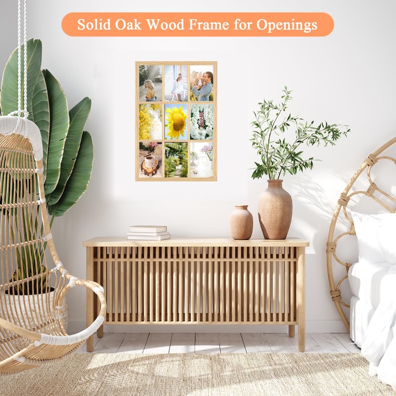 MOUDAMION 4x6 Oak Wood Picture Frames Collage Wall Decor Natural