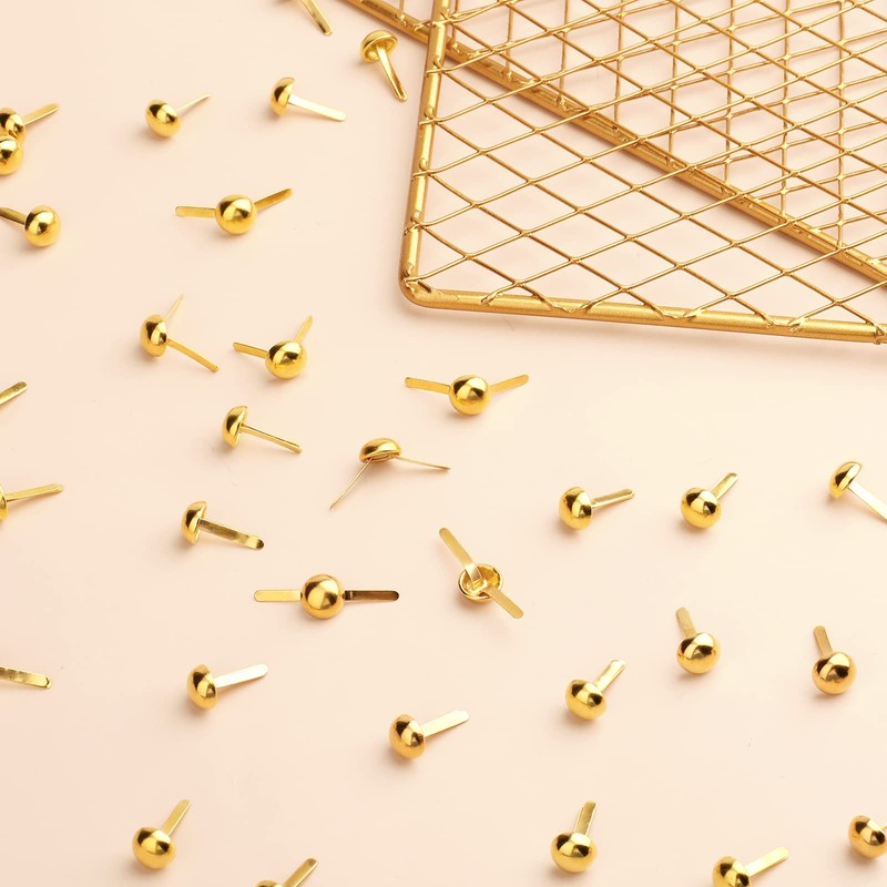 KINBOM 600pcs 8 x15mm Paper Fasteners Brads, Gold Round Head