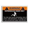Real Sticky Experienced Rider Warning Sticker Off Road Car Vehicle