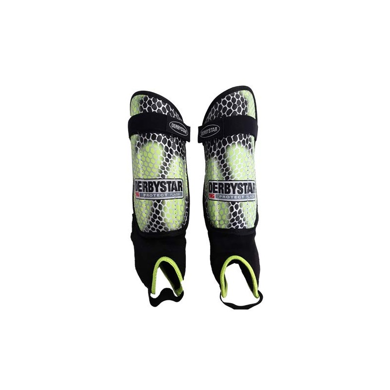Derbystar Protect Flash 3237 Football Shin Pads Yellow/Black/Grey, yellow, xxs