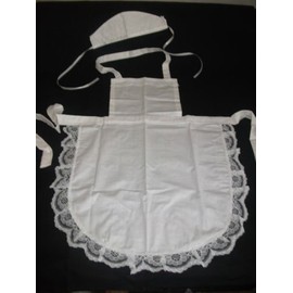Chapmans CHILDS GIRLS WHITE FULL APRON LACE /HAT /VICTORIAN EDWARDIAN MAID fancydress