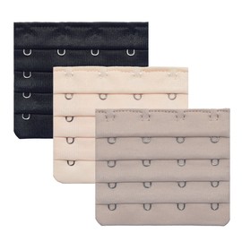 DoHope Ultra Soft Bra Extender Band Breathing Room 4 Rows Hook & Eye Extension Strap (4 Hooks (3pcs/pack))