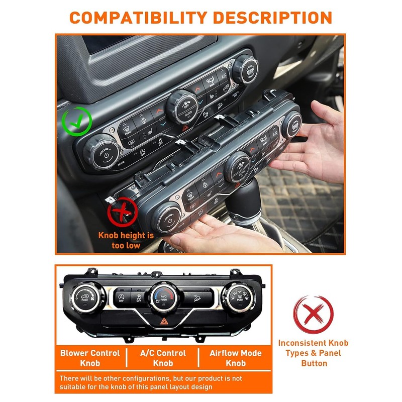 AuTK Aluminum Alloy HVAC Knob & Light Switch Cover Kit