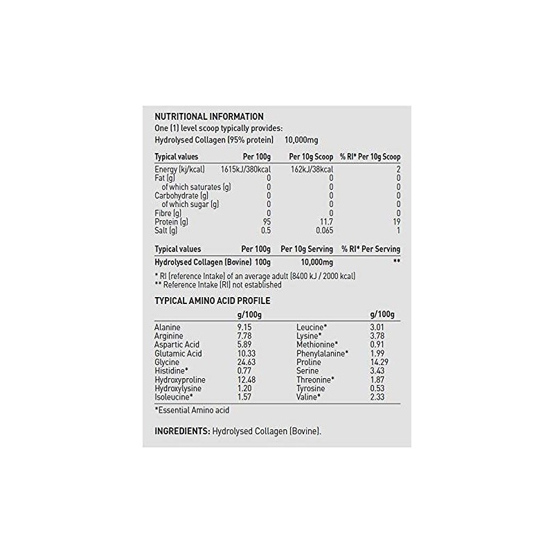Hydrolysed Collagen Powder (Bovine) - High Protein Grass Fed Unflavoured