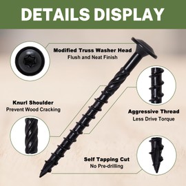 LIONMAX Lag Screws 3 Inch, Structural Wood Screw #14 x 3, 50-PCS Heavy Duty Construction Screw, Rust Resistant, Washer Head, Black Coated Exterior Wood/Lag/Timber Screws, Star Drive with Bit