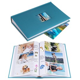 1DOT2 Photo Album 4x6 Hold 402 Photos with Memo Slip-in Pockets Photo Book, Linen Cover Picture Photo Albums with Writing Space for Wedding Family Baby Vacation Mother's Peacock Blue