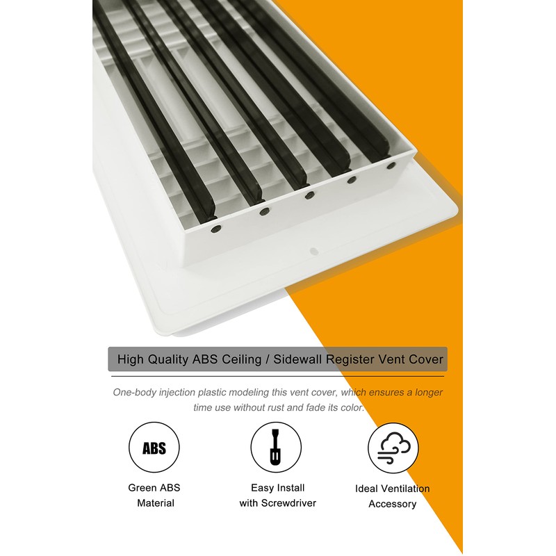 Ceiling Register, FanGoFast 3-Way ABS Sidewall Ceiling Air Vent w/Manual