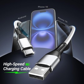 MCINGDAY C Charger Cord Fast Charging,6FT 3Pack Type C Fast Charger Cable Nylon Braided Compatible with Phone 16/15/Plus/Pro/Pro Max,Galay S22 S21 A51 S10 S9, and Other USB C Devices-White