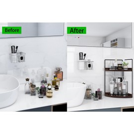 Dorhors 2-Tier Bathroom Counter Organizer,Vanity Counter Corner Shelf, Skincare, Wood Countertop Bathroom Storage and Organization for Kitchen (Walnut)