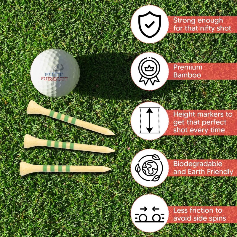 Putt Pursuit 7cm/ 70 mm Golf Tees (25 Pack) -
