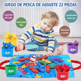 KOUQIYA Juguetes de Conteo de Pesca,Copas de Clasificación de Arcoíris,Juego Educativo a Juego,Juguetes Montessori Clasificar Colores,Educativos Jugar