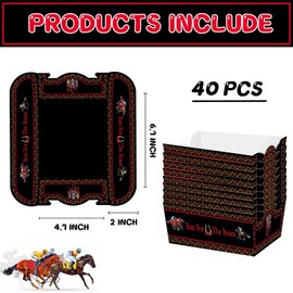 Ertyjikg 40 Pack Derby Decorations Run for The Roses Party Supplies Paper Food Trays Disposable Horse Racing Party Plates for Derby Day