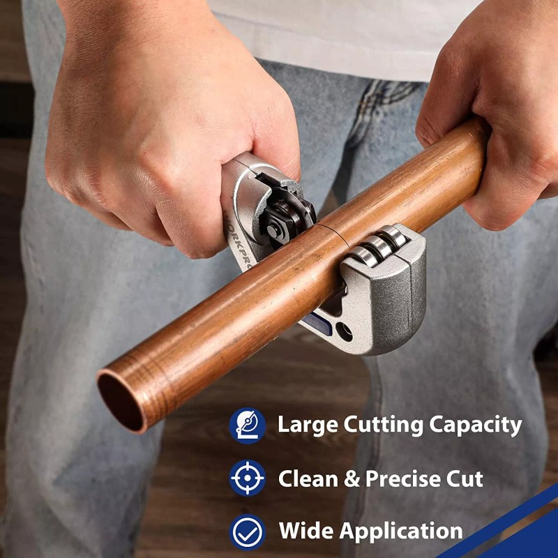 WORKPRO 3-PIECES Tubing Cutter Set Pipe Cutter with 1-1/4" Cutting