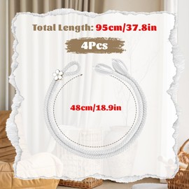 Curtain Tiebacks, 4 Pack Curtain Rope Buckle Elegant Boho Style Curtain Tiebacks Hand-Knitted Curtain Tie Backs for Home, Office, Living Room, Bedroom (White)