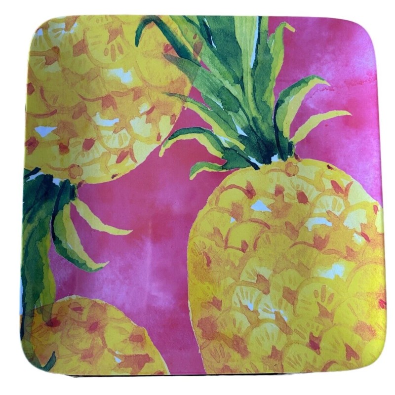 Sunglow Style Tropical Fruits MELAMINE Dinner Plates 4pc