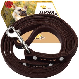 ADITYNA - Premium Leather Dog Leash - 6 ft, Heavy-Duty, Soft & Strong for Small/Medium Dogs - Perfect for Walking, Training, Hiking, and Running (Small: 6 ft x 1/2", Brown)