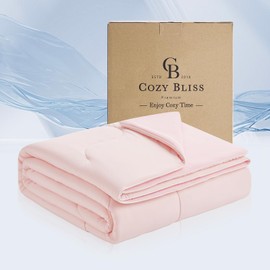 Cozy Bliss x Sorona® Viscose Natural Fiber Cooling Comforter King Size, Reversible Silky Smooth Cooling Blanket with Q-Max＞0.45 for Hot Sleepers & Night Sweats, Cool Pink, 106"x90"