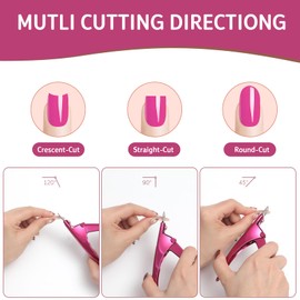 Hasakhi Acrylic Nail Clippers with Magnets Nail Cutters for Nail Tips False Nail Clippers Nail Art Tool Stainless Steel Nail Tip Cutters for Home Salon Nail Art (Rose)