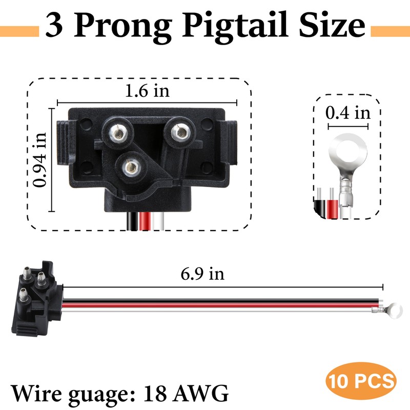 ecocstm 10 PCS 3 Wire Plug Truck Trailer Light Plug,