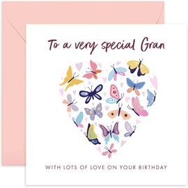 Old English Co. Butterfly Hearts Special Gran Birthday Card - 60th, 70th, 80th, 90th Gran Adult Female Birthday Card for Her | Birthday Cards For Women | Blank Inside & Envelope Included