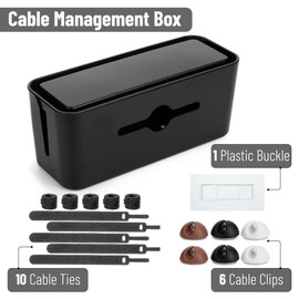 Bates- Cable Management Box, Large, Cable Organizer Box, Cord Organizer Box, Cable Box Organizer, Cord Management Box, Cord Hider Box, Cord Box for Wires on Floor, Power Strip Cover Box Baby Proof
