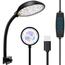 OKAWASI Aquarium Light Clip Light for Small Aquariums, 3 Colors Switchable, 7W LED, 40 Lamps, Clip Type Aquarium Light, 360 Angle Adjustable, Low Energy, Aquarium