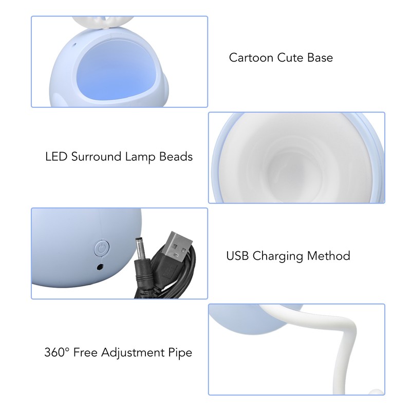 LED Table Lamp Flexible Hose Foldable Desk Light with Pen