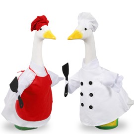 ELOOGOOKIN 2 Packs Porch Goose Outfits, Goose Chef Clothes for 23" Lawn Geese Statues Outdoor Lawn Garden Yard Patio Statue Decor