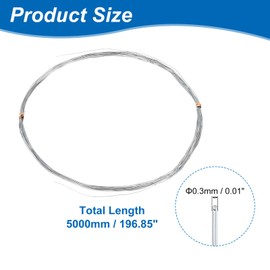 sourcing map 1Pcs Zinc Wire, 99.995% High Purity Solid Zinc Bar 0.01"(0.3mm) Dia 196 7/8"(5000mm) Length Zinc Metal Rod Anode Good Conductivity for Scientific Experiment Research DIY Craft