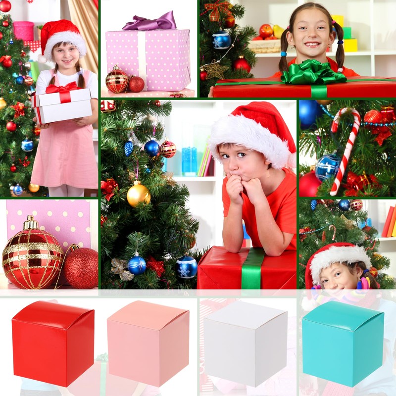 sourcing map 25 Pcs Red Gift Boxes, 3"x3"x3" Kraft Paper