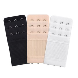 Lofez Bra Extender, Black, white, skin colour (3 hooks)
