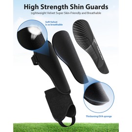 AirsFish Children's Football Shin Guards, Certified, with Ankle Protection, Adjustable Strap, High-Strength Equipment for Boys and Girls
