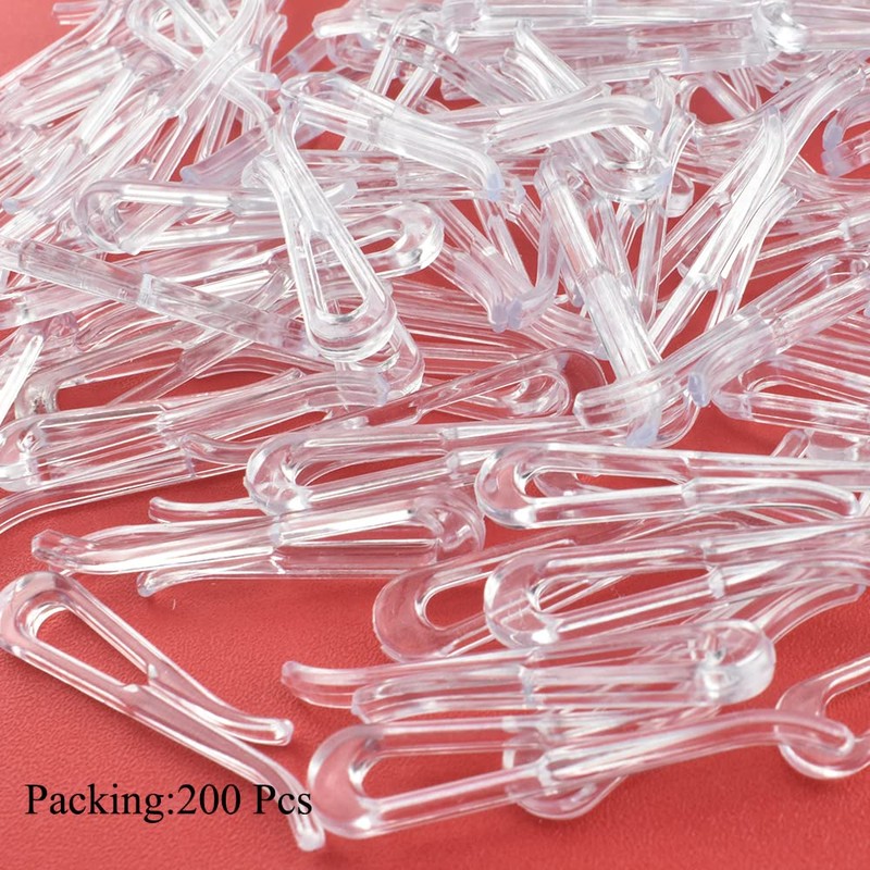 HAHIYO 1.5inch/38mm 200Pcs Clear Plastic U Shape Alligator Clip, Clothespin
