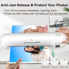 Laminator Machine 9-Inch Portable Thermal Laminater with Hot & Cold Modes, A4 Small Laminating Machine with ABS Jam-Release, 3-Min Warm-Up, 6-in-1 Photo Laminator Kit for Home and Class, White