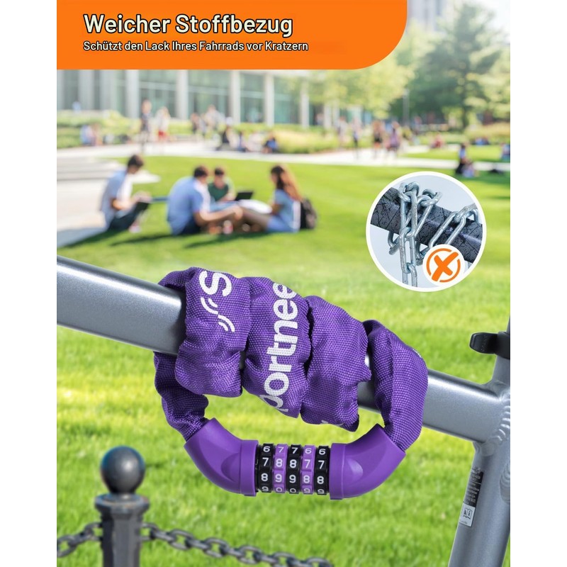 Sportneer Bike Lock - High Security Bicycle Chain Lock 5-Digit