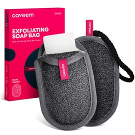 CAVEEM Soap Bag, Rough Exfoliation Soap Pouch for Bar Soap, Soap Mesh Pocket Bar Holder Washing and Drying Bags, Soap Sack Sponge Bag for Shower Bath (2 Pack)