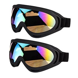LJDJ Motorcycle Goggles - Glasses Set of 2 - Dirt Bike ATV Motocross Anti-UV Adjustable Riding Offroad Protective Combat Tactical Military Goggles for Men Women Kids Youth Adult
