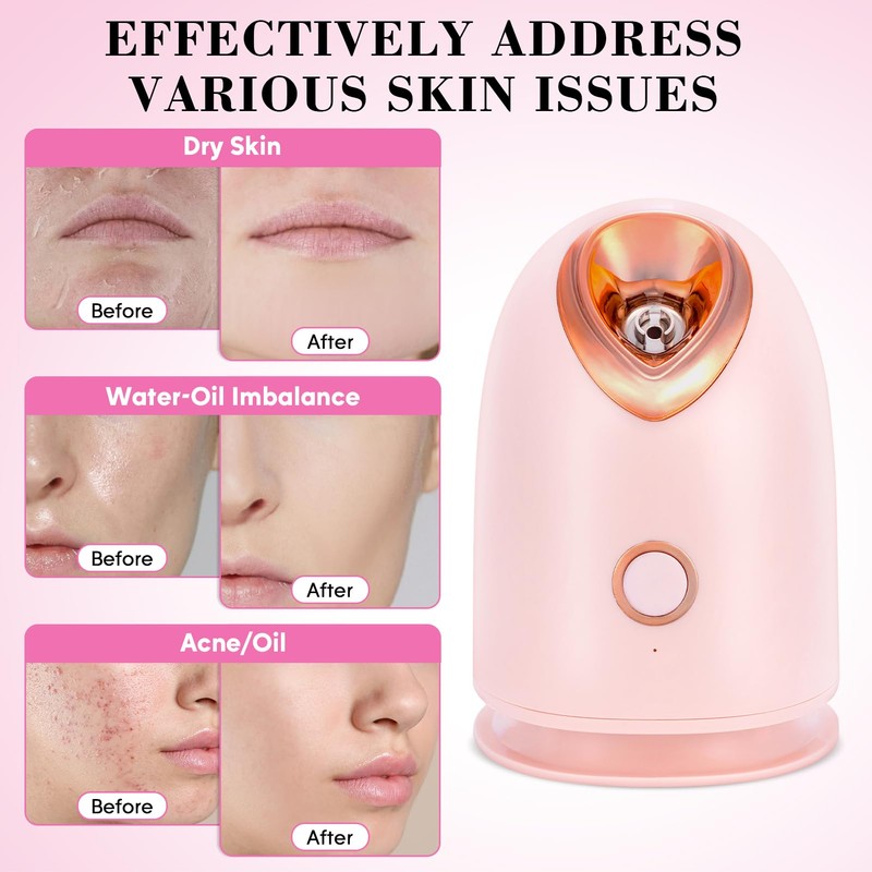 Pjordo Facial Steamer Spa Kit with 17 Skin Care Tools,
