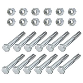 Grade 5 Shear Bolts for Rotary Cutters 1/2" x 3-1/2" with Nylock Nuts - 12 Pack