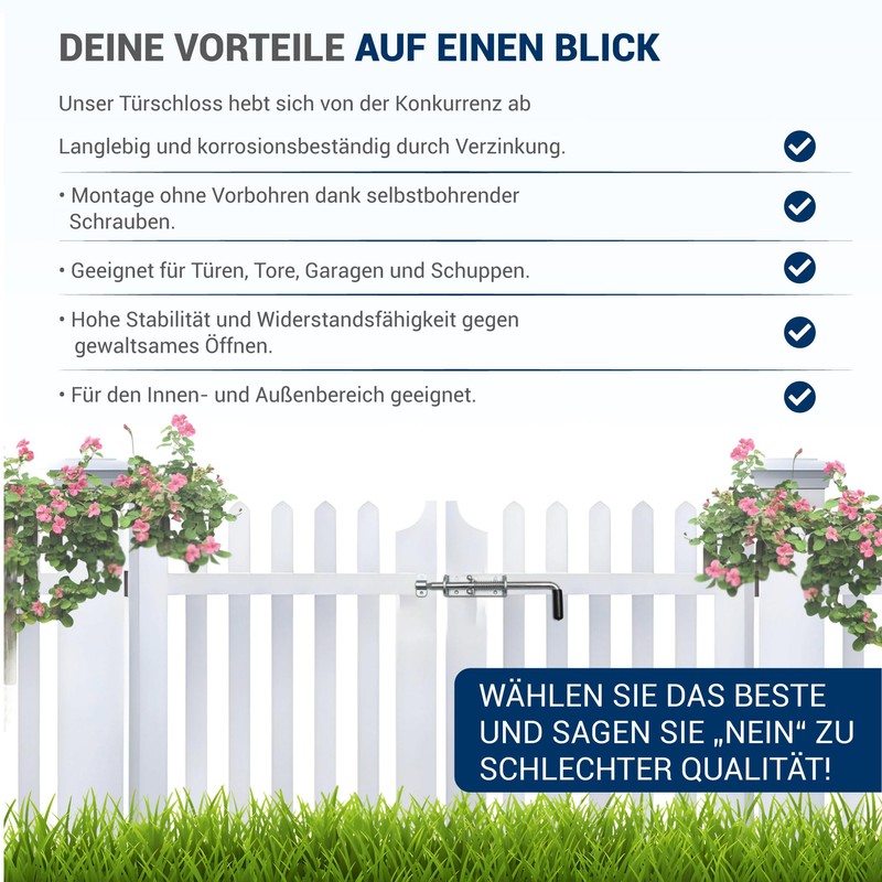 Torfix® Spring Latch - Robust Lock Bolt 220 mm -