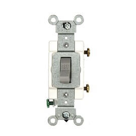 Leviton CS120-2GY 20-Amp, 120/277-Volt, Toggle Single-Pole AC Quiet Switch, Commercial Grade, Grounding, Gray