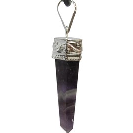 Amethyst Quartz Healing Powerful Energy Pointed Pencil Hexagonal Pendant /w Gift Pouch