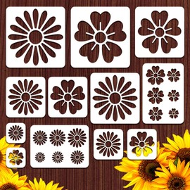 ORIGACH Pack of 12 Flower Stencils for Painting on Wooden Walls Reusable Flowers Painting Stencils for Fabric Canvas Window Furniture Home Decoration (10 to 30 cm, 2 Styles)